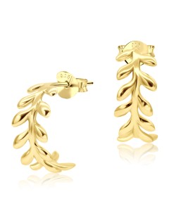 Gold Plated Leaf Designed Silver Ear Stud STS-3715-GP